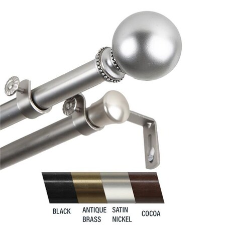 Central Design Central Design 4783-995 Julian 0.81 in. Double Curtain Rod; 120-170 in. - Satin Nickel 4783-995
